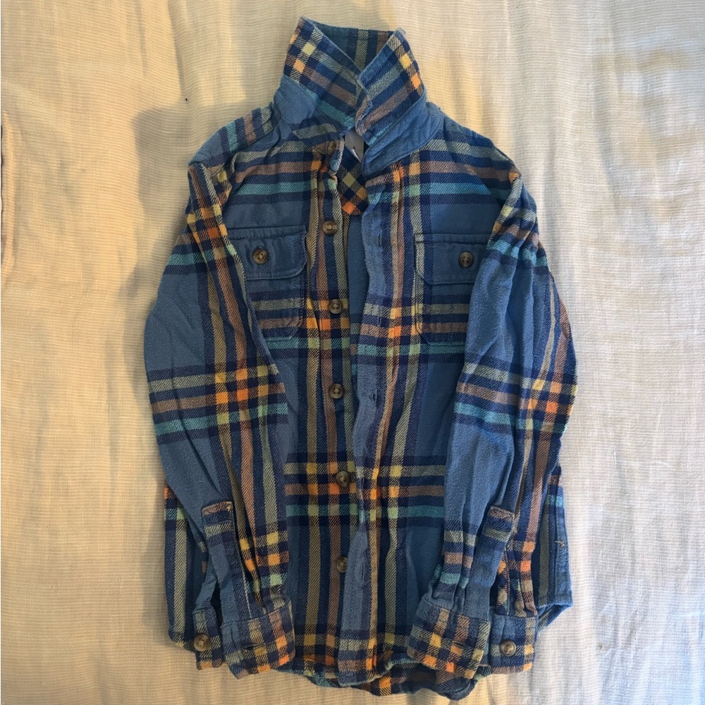 Tea Collection Blue Plaid Button Down Shirt